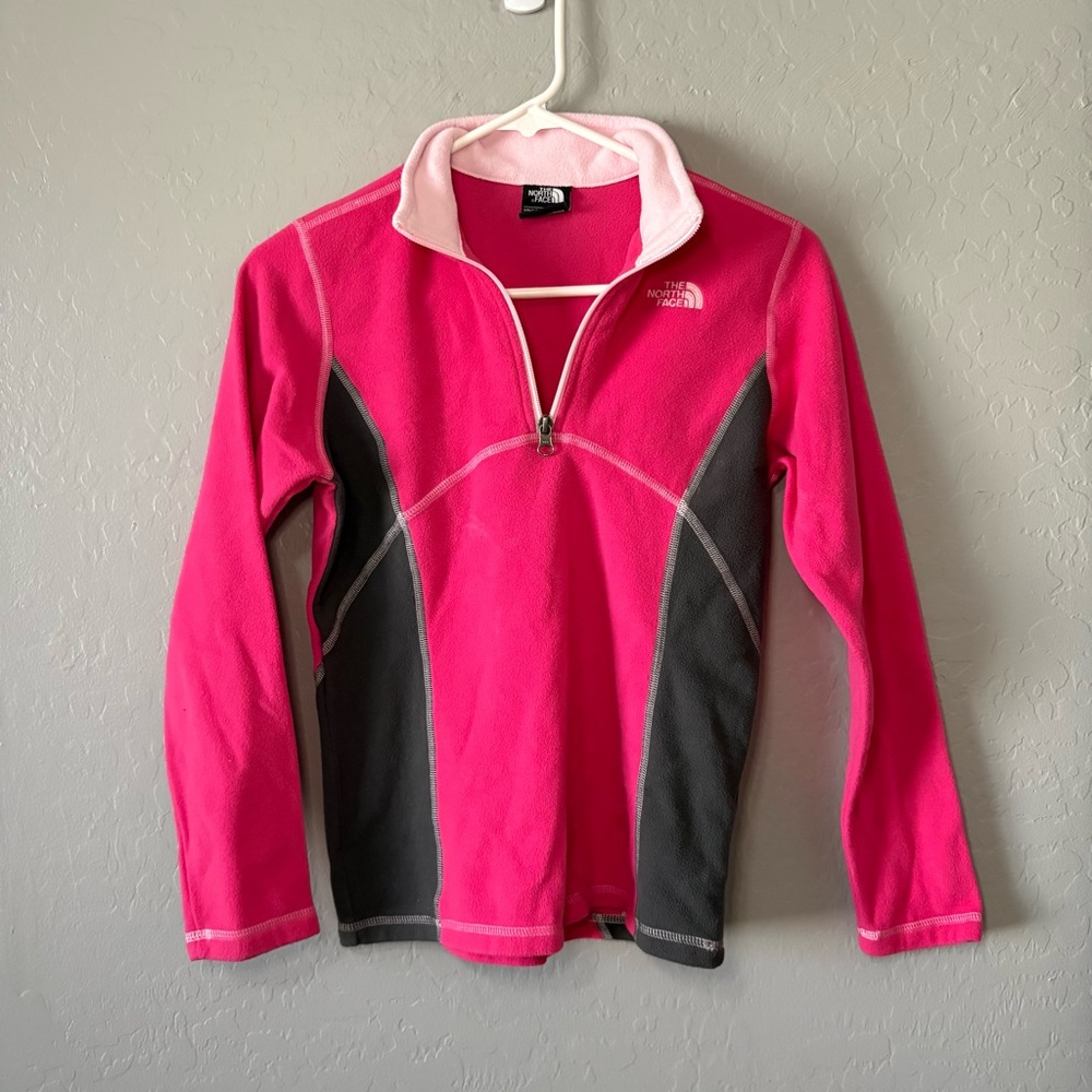 The North‎ Face Pink and Black Fleece Pullover Girls Large